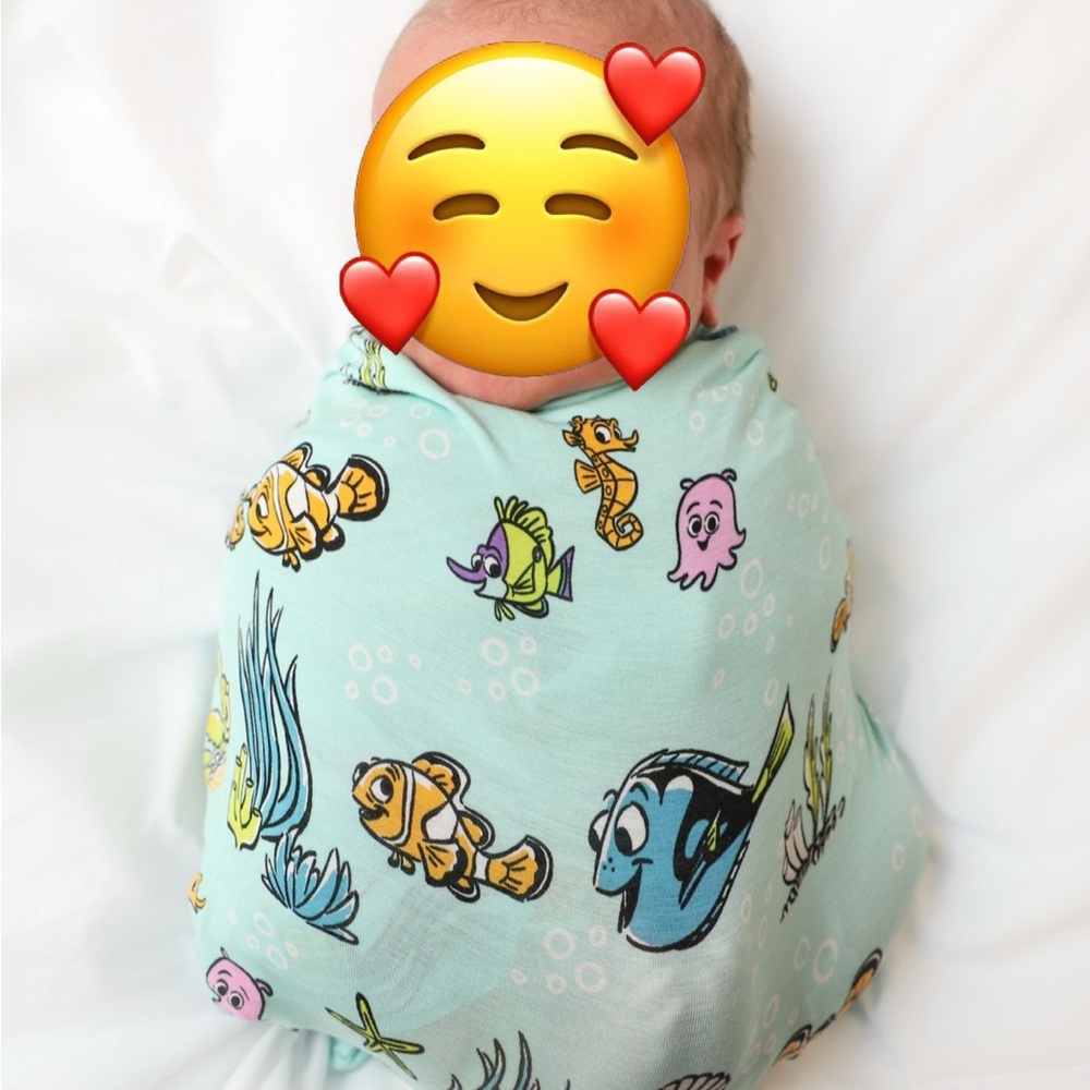 Little sleepies OG Nemo swaddle with bow headband